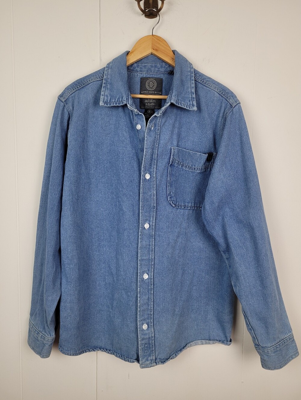 Buffalo David Bitton Large Light Wash Denim Button-Up Shirt